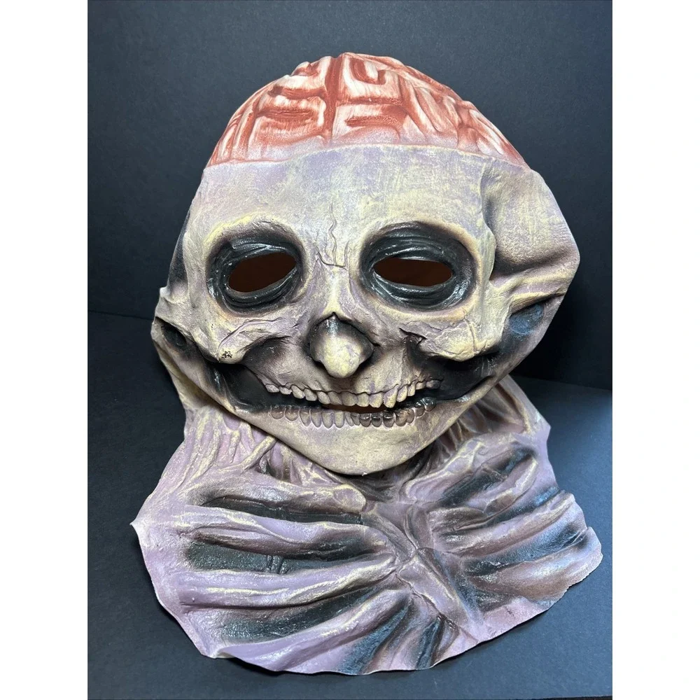 New Halloween‎ Skeleton Mask with Brains. Latex Rubber Full Head Adult Mask